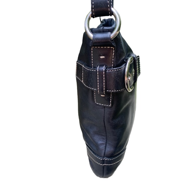 Coach Purse Black Leather 1453 Soho Slim Duffle Shoulder Bag Handbag Hobo - Picture 3 of 9